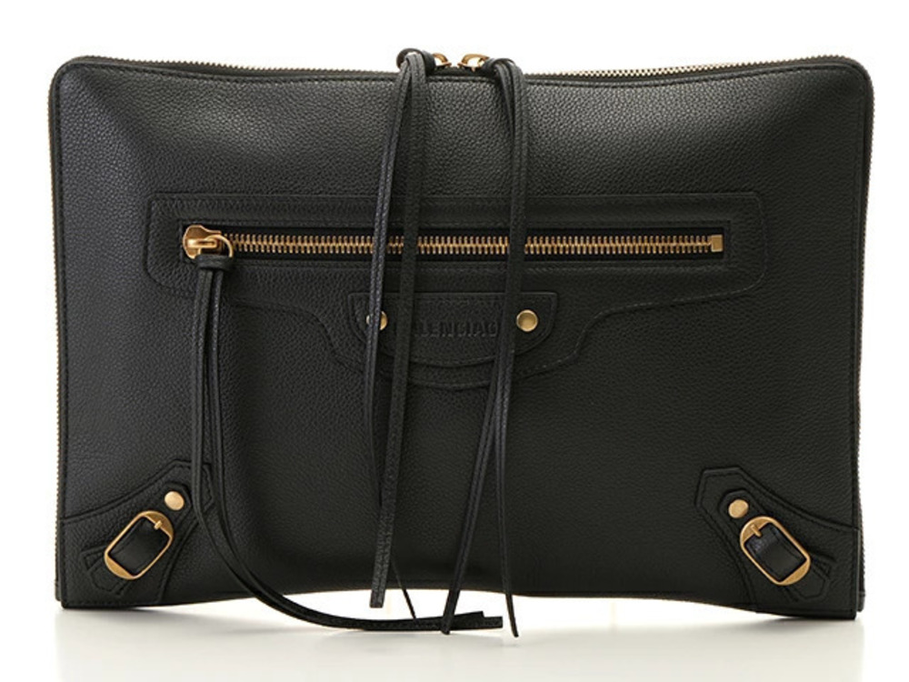 Balenciaga Clutch Bag Leather Black